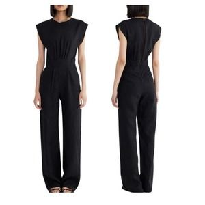 Rumer Estelle Linen Black Jumpsuit Sz S